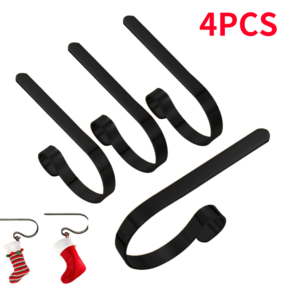 Christmas Stocking Hanging - 4Pcs Iron Black Christmas Stocking Hooks