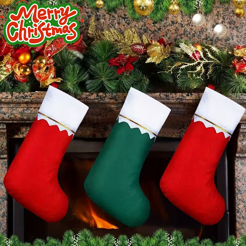 Christmas Stocking Hanging - 12-24PCS Christmas Stockings Hanging Ornament Set