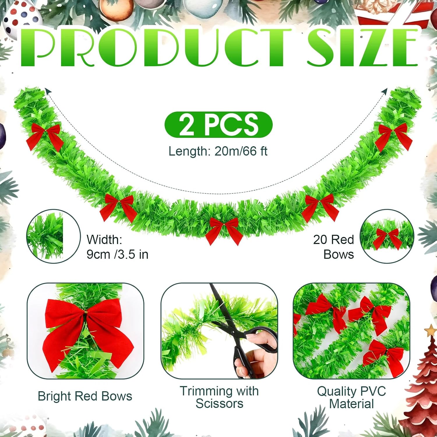 Christmas Light Green Tinsel G - Tinsel Garland Decoration review and price