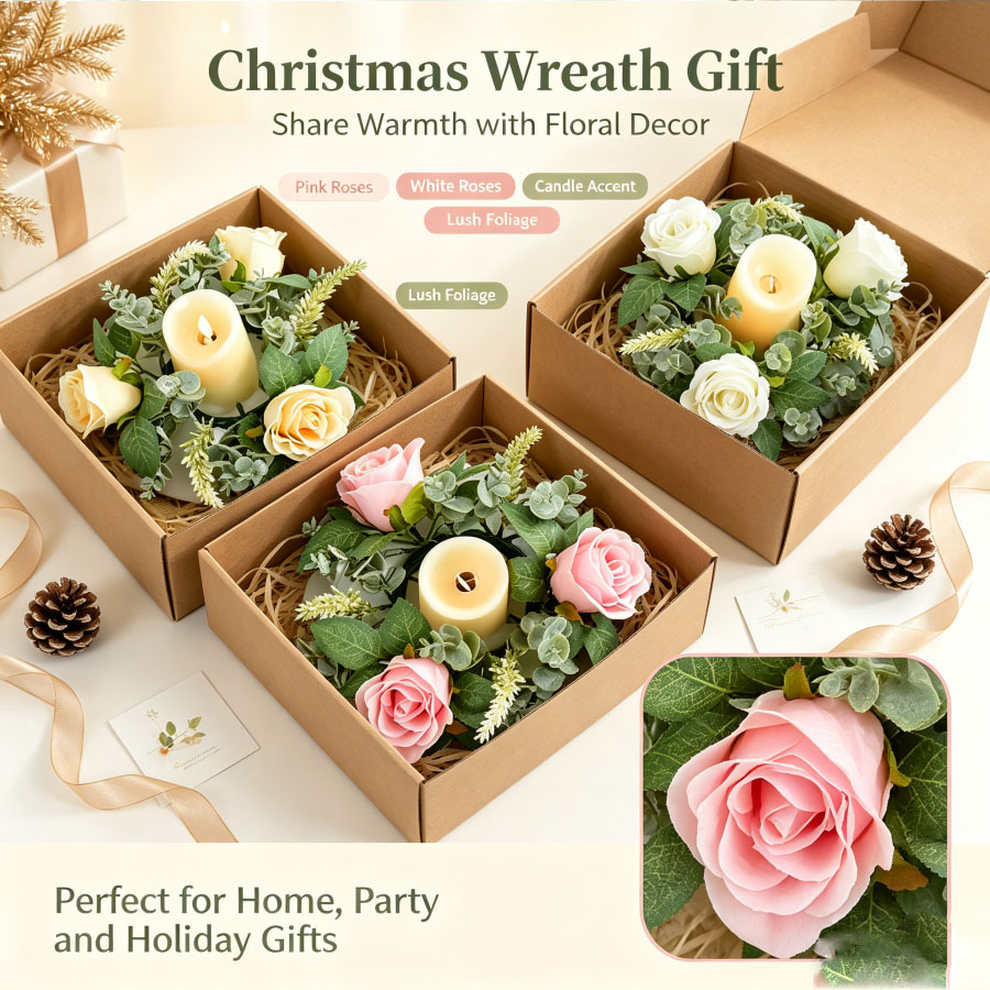 Artificial Rose Wreath Shaped  - Christmas Wreath Fake review and price