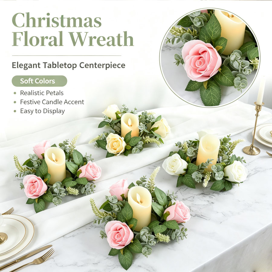 Artificial Rose Wreath Shaped  - Christmas Wreath Fake review and price