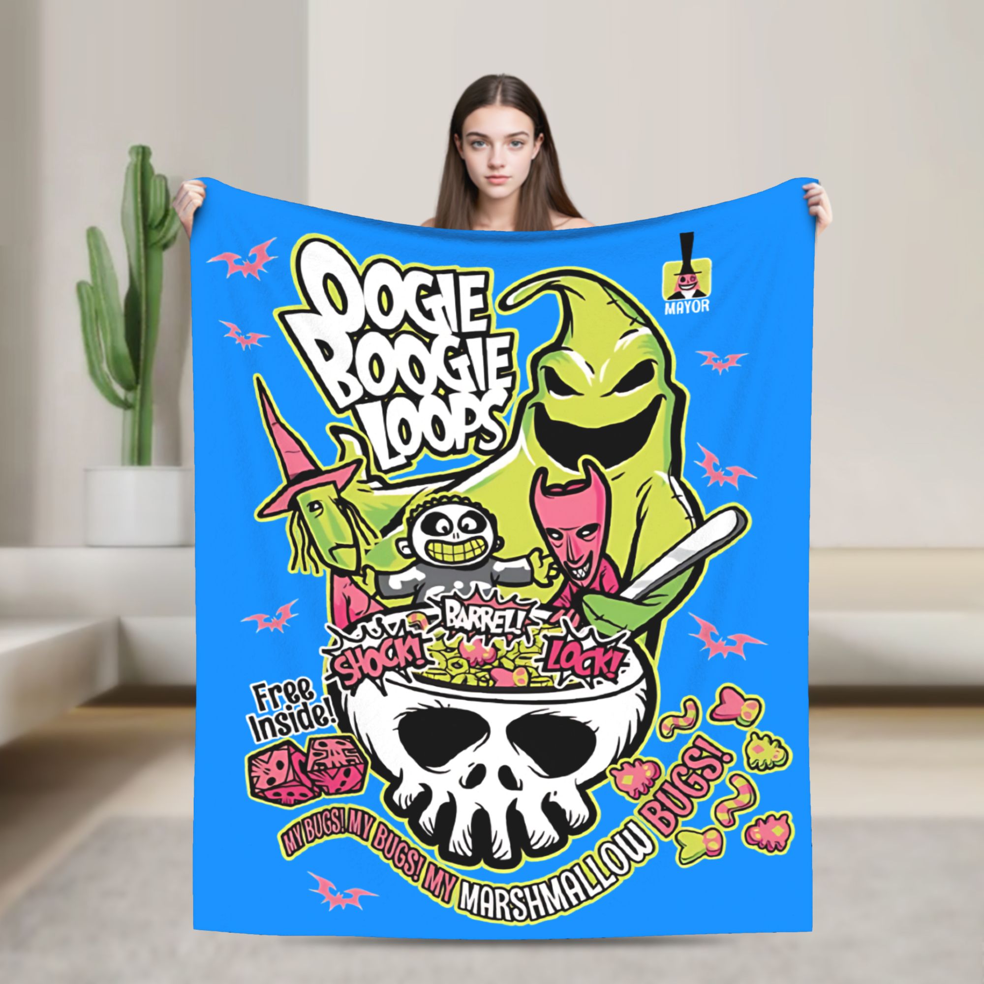 Oogie Boogie Loops halloween T - Christmas Throw Blanket review and price